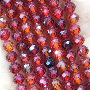 Red Cubic Zircon Beads Faceted Round, approx 4mm dia