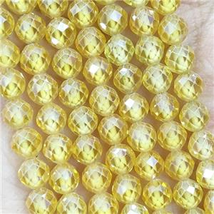 Yellow Cubic Zircon Beads Faceted Round, approx 4mm dia