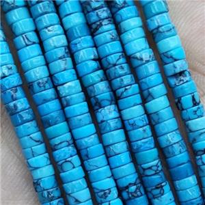 Blue Turquoise Heishi Beads Dye, approx 2x4mm