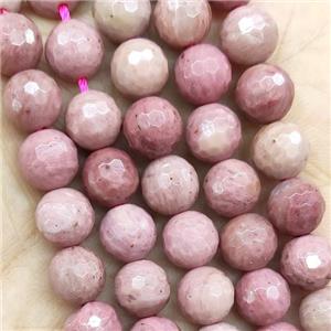 Pink Wood Lace Jasper Beads Faceted Round, approx 10mm dia