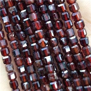 Red Garnet Cube Beads, approx 3mm