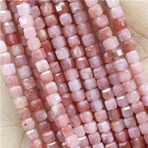 Pink Plum Blossom Jasper Beads Faceted Cube, approx 2.5mm