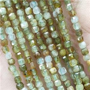 Green Garnet Cube Beads, approx 2.3mm