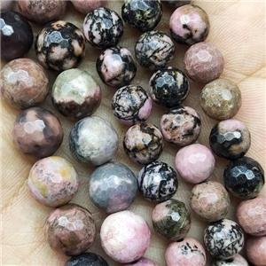 Pink Rhodonite Beads Faceted Round, approx 8mm dia