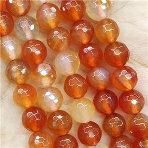 Red Carnelian Agate Beads Faceted Round, approx 6mm dia