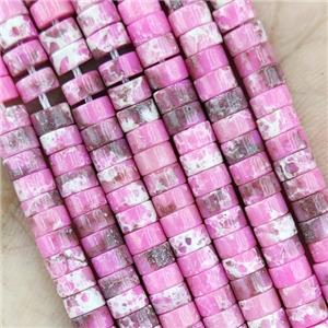 Pink Dye Imperial Jasper Heishi Beads, approx 4mm