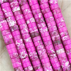 Hotpink Dye Imperial Jasper Heishi Beads, approx 4mm