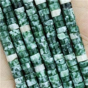 Green Dalmatian Jasper Heishi Beads, approx 4mm