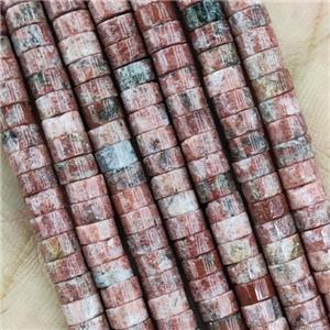 Pink Plum Blossom Jasper Heishi Beads, approx 4mm