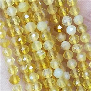 Natural Yellow Opal Beads Tiny Faceted Round AA-Grade, approx 2mm dia