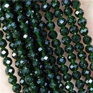 Green Sandstone Beads Faceted Round, approx 2mm dia