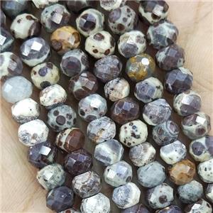 Ocean Jasper Beads Coffee Asteroid Faceted Rondelle, approx 4x6mm