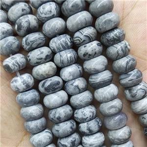 Gray Map Jasper Rondelle Beads, approx 4x6mm