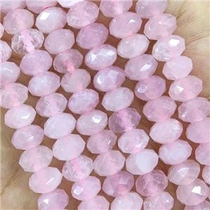 Pink Rose Quartz Beads Faceted Rondelle, approx 4x6mm