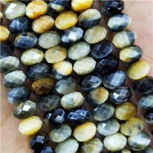 Fancy Tiger Eye Stone Beads Faceted Rondelle, approx 2x4mm