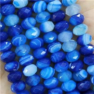 SkyBlue Striped Agate Beads Faceted Rondelle, approx 4x6mm