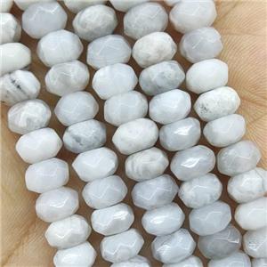 White Crazy Agate Beads Faceted Rondelle, approx 4x6mm