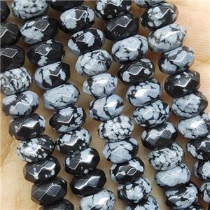 Black Snowflake Jasper Beads Faceted Rondelle, approx 5x8mm