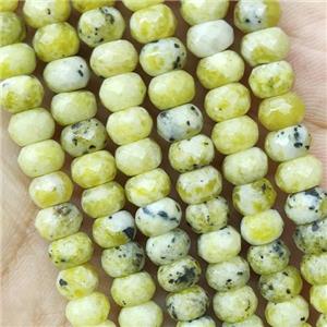 Yellow Turquoise Beads Faceted Rondelle, approx 4x6mm