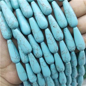 Blue Synthetic Turquoise Teardrop Beads, approx 10-30mm, 13pcs per st