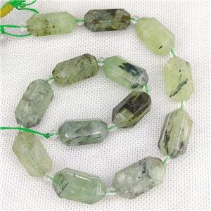 Green Prehnite Beads Prism, approx 13-27mm, 12pcs per st