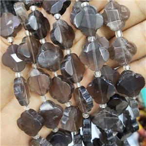 Smoky Quartz Clover Beads, approx 17mm, 19pcs per st