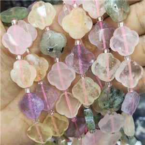 Mixed Gemstone Clover Beads, approx 17mm, 19pcs per st