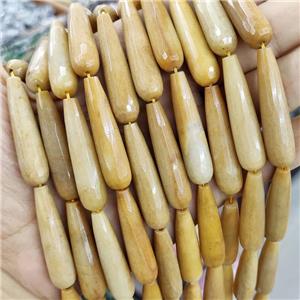 Yellow Jade Beads Faceted Teardrop, approx 10x30mm, 13pcs per st