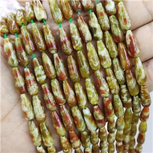 Green Serpentine Beads Smooth Teardrop, approx 8x20mm, 19pcs per st