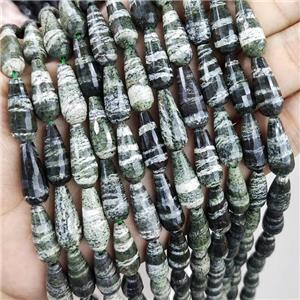 Green Zebra Jasper Beads Faceted Teardrop, approx 8x20mm, 19pcs per st