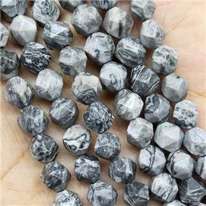 Gray Map Jasper Beads Cut Round, approx 7-8mm