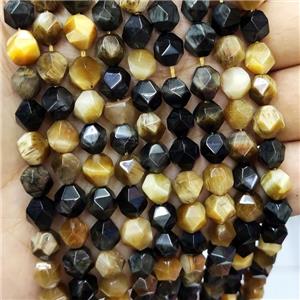 Tiger Eye Stone Beads Starcut Round Gold, approx 7-8mm