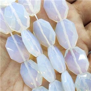 White Opalite Beads Faceted Slice, approx 15-20mm