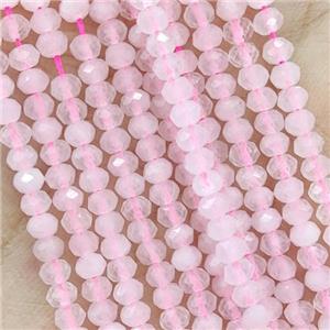 Pink Rose Quartz Beads Faceted Rondelle, approx 4mm