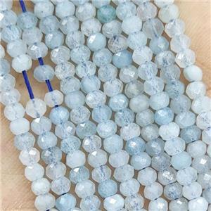 Natural Aquamarine Beads A-Grade Faceted Rondelle Tiny Blue, approx 4mm