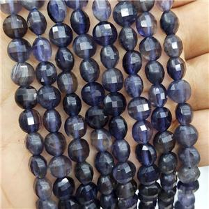 Natural Iolite Beads Faceted Circle, approx 8mm