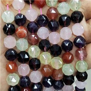 Mix Gemstone Beads Diamond Cut Round, approx 9-10mm