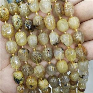 Natural Gold Rutilated Quartz Beads Freeform, approx 12-14mm