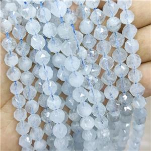 Natural Aquamarine Beads Blue Cut Round, approx 8mm