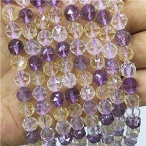 Natural Ametrine Beads Purple Yellow Cut Round, approx 8mm