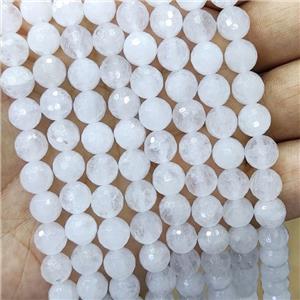 White Crystal Quartz Beads Faceted Round, approx 8mm dia