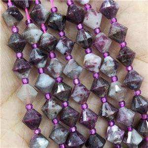 Plum Blossom Tourmaline Beads Bicone, approx 8mm