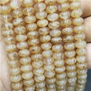 Synthetic Quartz Rondelle Beads Watermelon Khaki, approx 5x8mm