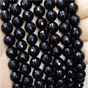 Black Onyx Agate Beads Faceted Round, approx 6mm dia