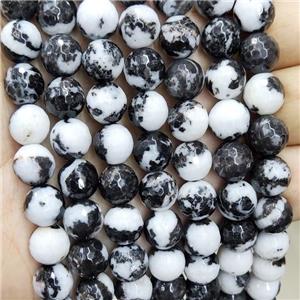 Natural Black Zebra Jasper Beads Faceted Round, approx 6mm dia