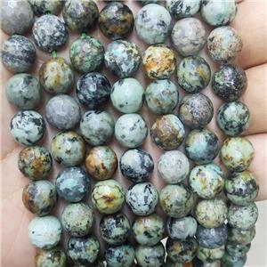 Natural Green African Turquoise Beads Faceted Round, approx 12mm dia