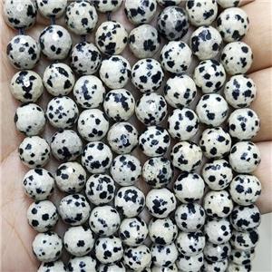 Natural Dalmatian Jasper Beads Black Faceted Round, approx 6mm dia