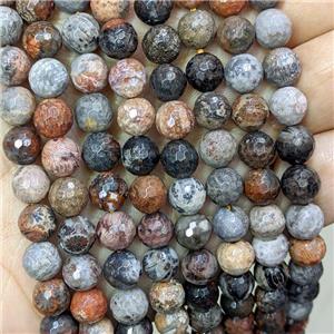 Natural Coral Fossil Beads Faceted Round Multicolor, approx 4mm dia