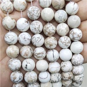 White Magnesite Turquoise Beads Smooth Round, approx 8mm dia