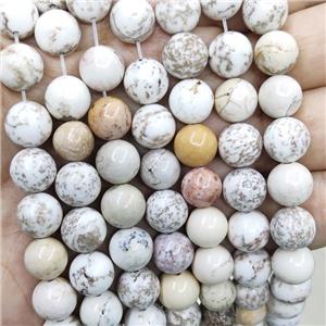 White Magnesite Turquoise Beads Smooth Round, approx 8mm dia